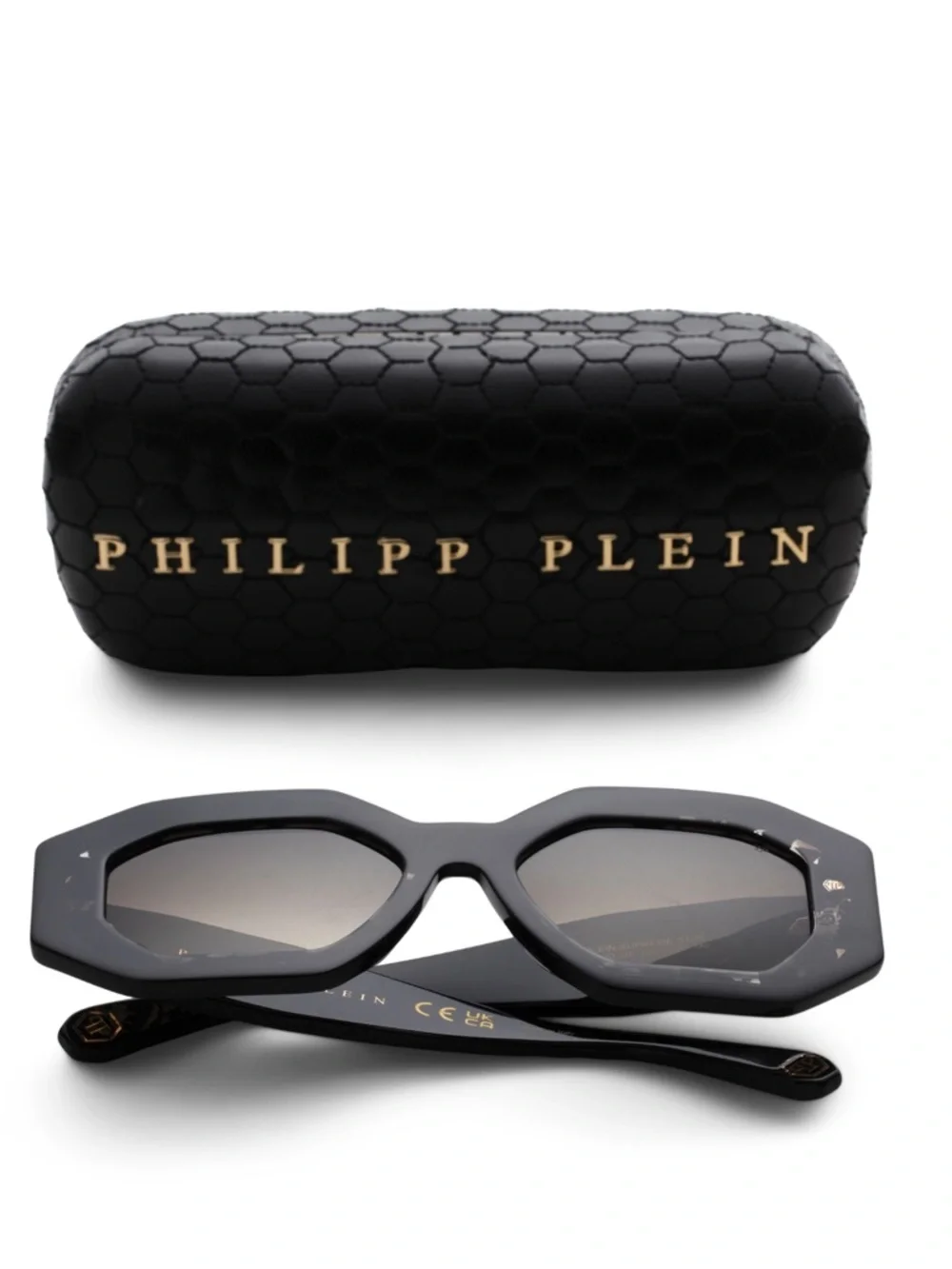 Philipp Plein Women's Black Hexagonal Frame Sunglasses - Picture 1 of 9